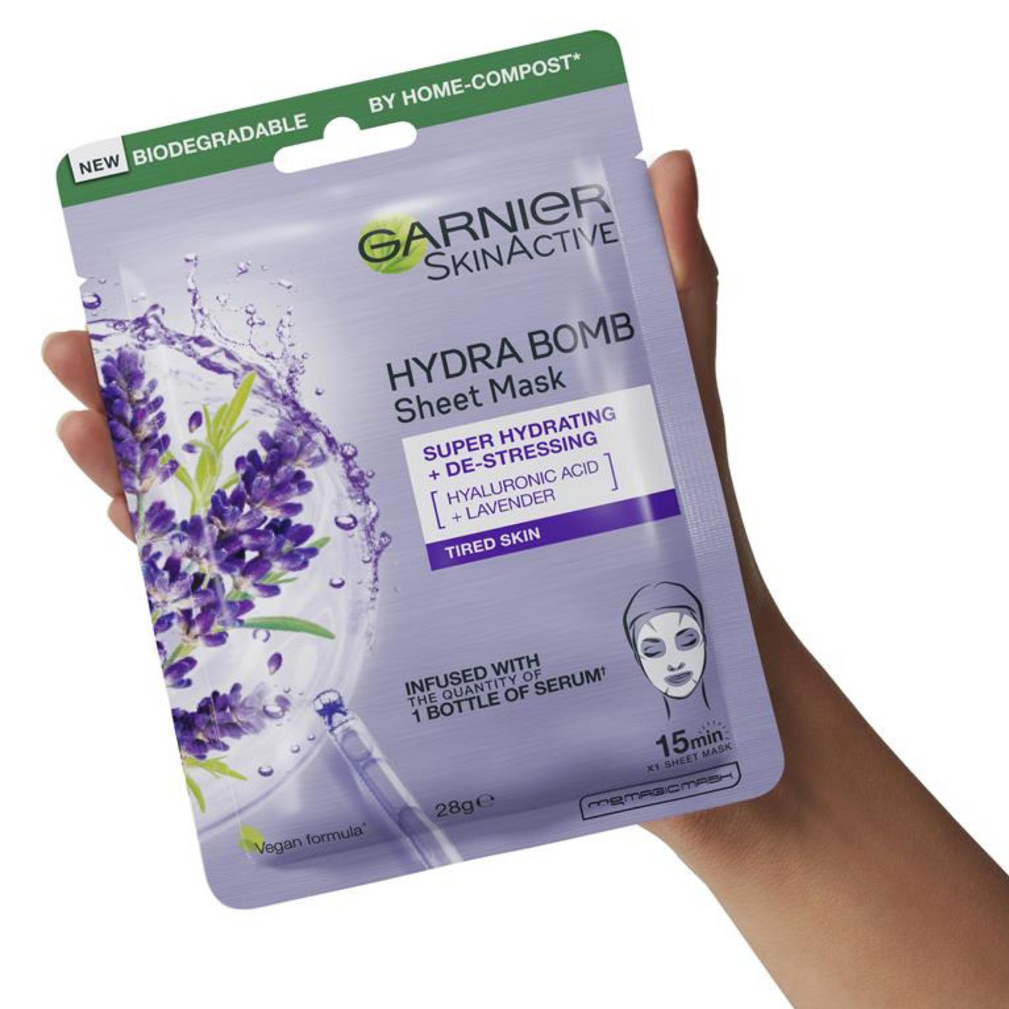 Garnier Skin Active Moisture Bomb Lavender Revitalising Sheet Mask Repairs deeply clean Best imported UK French genuine facial beauty cosmetic low price in BD
