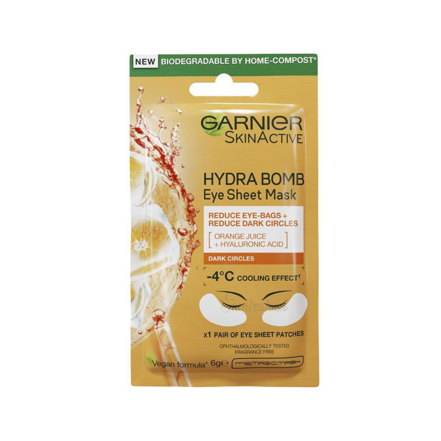 Garnier SkinActive Moisture Bomb is a super hydrating & refreshing eye sheet mask for tired, puffy and dull eye contours. Contains Orange Juice & hyaluronic acid. In just 15 minutes, leaves eye area looking brighter, more refreshed & awake. Helps reduce eye bags and dark circles. Best face sheet mask in Dhaka Bangladesh.