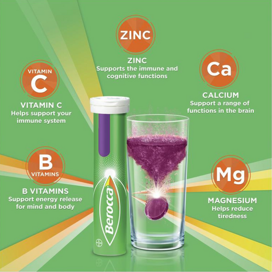 Berocca Energy Vitamin B C Effervescent Multivitamin Drink Berry immunity mental strength Best genuine premium quality absorption calcium import low price in BD