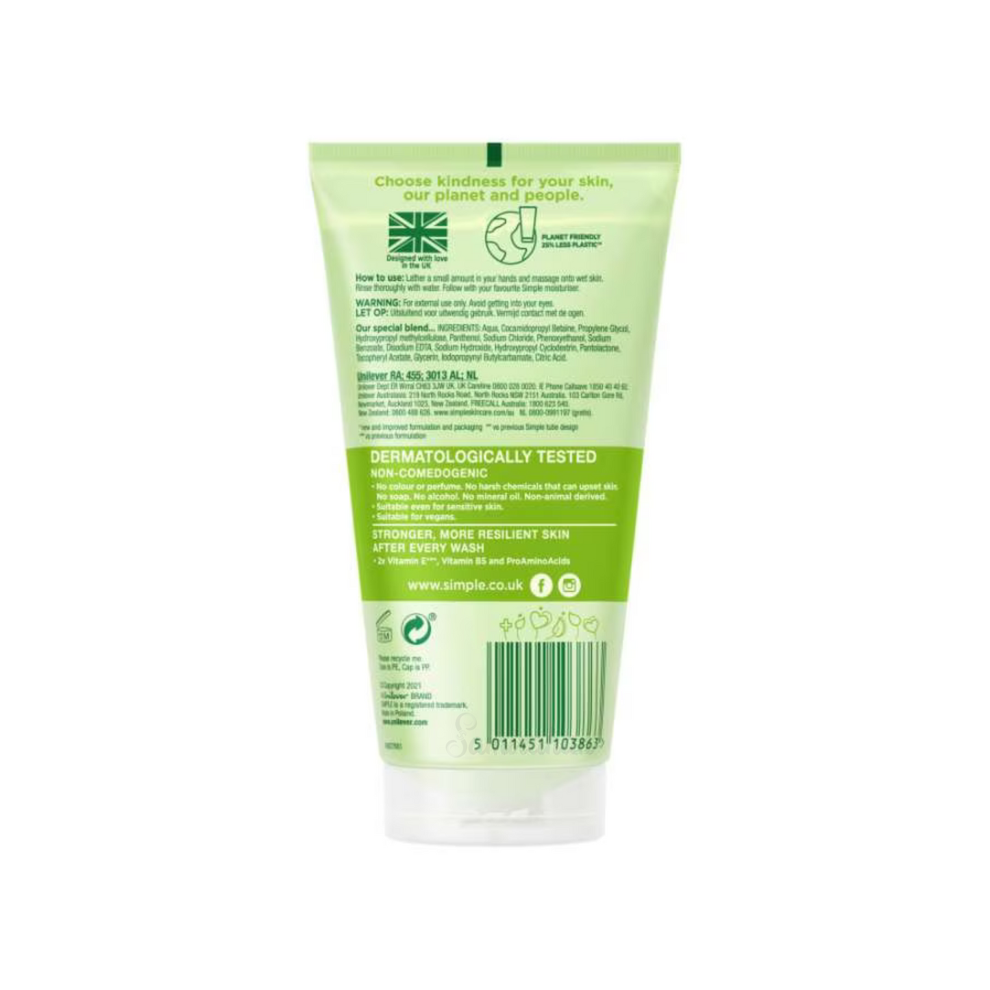 Simple Kind to Skin Refreshing Facial Gel Wash washes away make-up, dirt & other impurities from your skin. Dermatologically tested best imported foreign authentic genuine premium brand quality beauty skin care skincare facewash real UK British cheap price in Dhaka Chittagong Sylhet Bogura Comilla Bandarban Bangladesh.