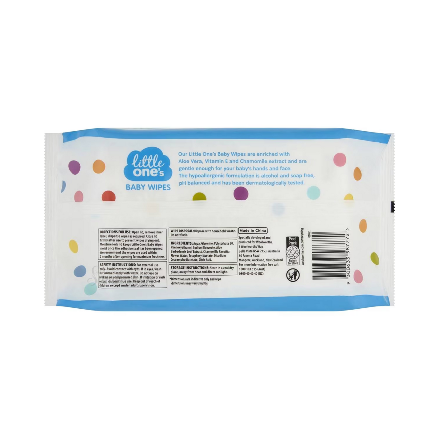 Little One's Fragrance Free Baby Wipes Aloe Vera Vitamin E Chamomile extract gentle hands face Hypoallergenic Best imported Australian Diaper low price in bd