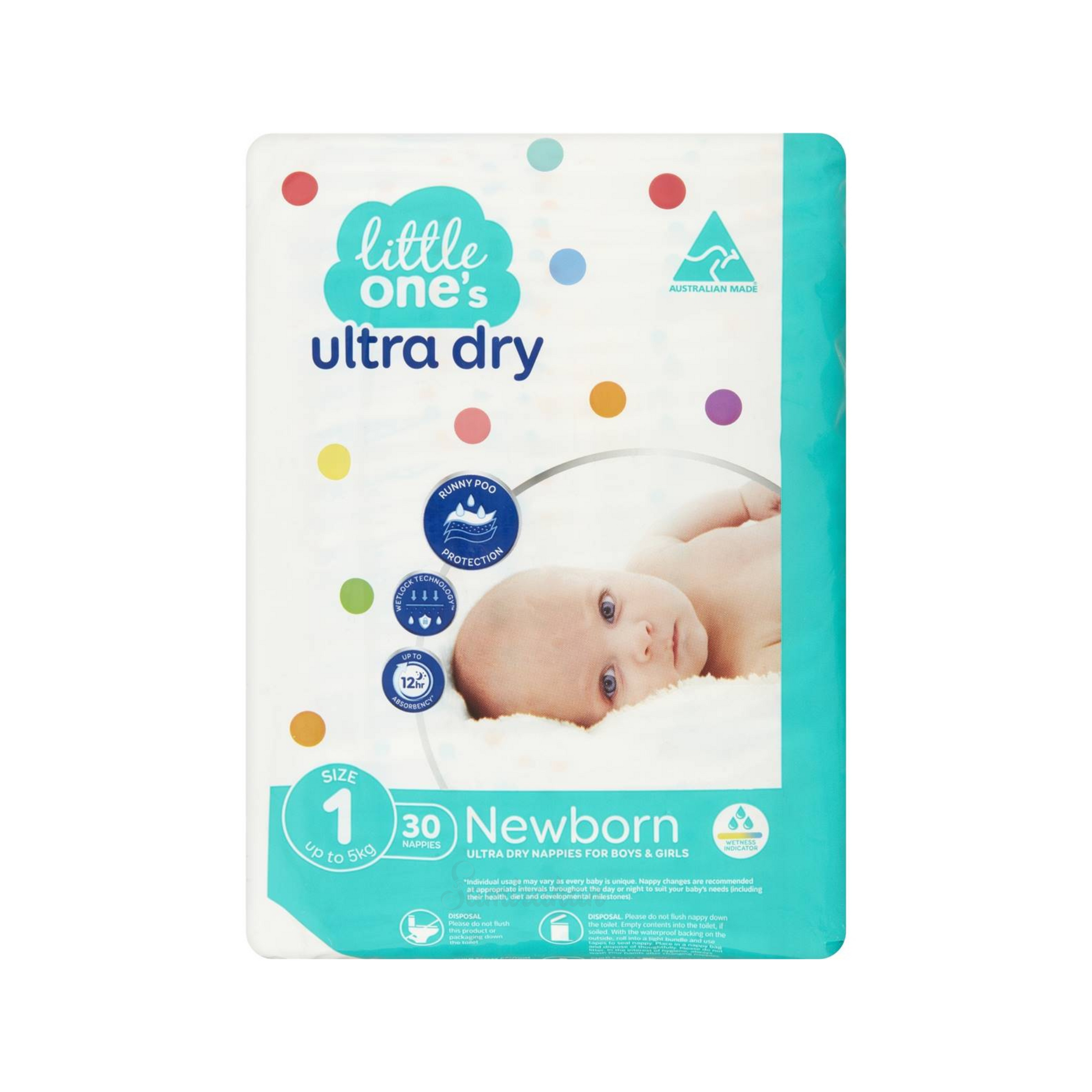Little One's Size 1 Ultra Dry Nappies Newborn 5kg smelling 5kg carry easy dispense tie-up handles odour Best imported Australia baby diaper disposal bag in BD