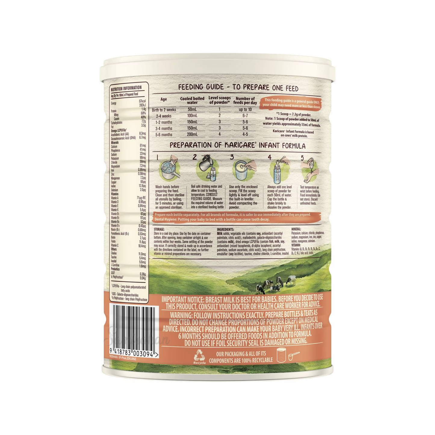 Karicare Infant Formula Stage 1 Baby Toddler Milk Formula Powder 0 - 6 month Australia New Zealand health feed grow cow original Import lactogen low price in bd