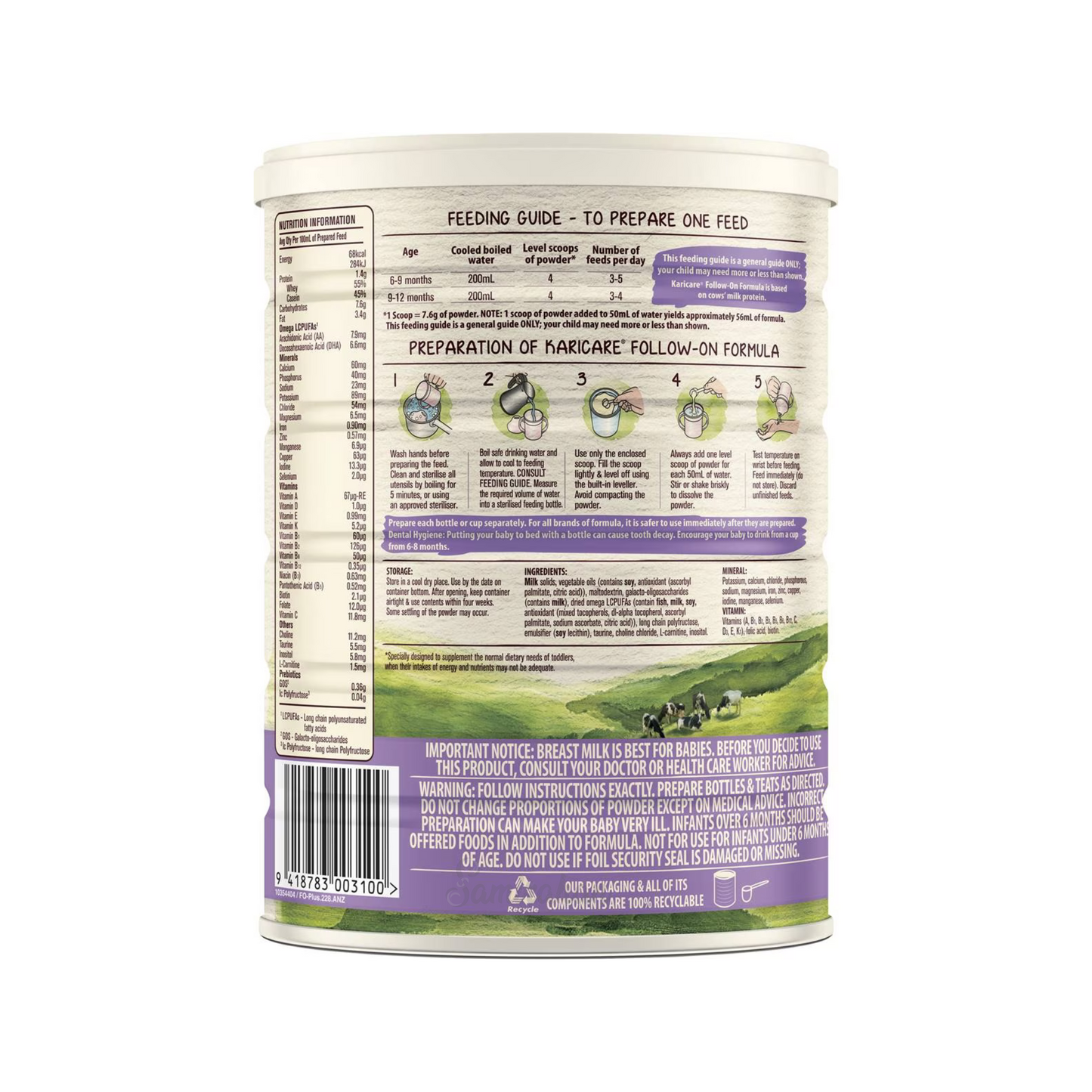 Karicare Follow-On Formula Stage 2 nutritionally premium baby milk 6+ month genuine healthy feeding food natural cow breast organic Best Import low price in bd