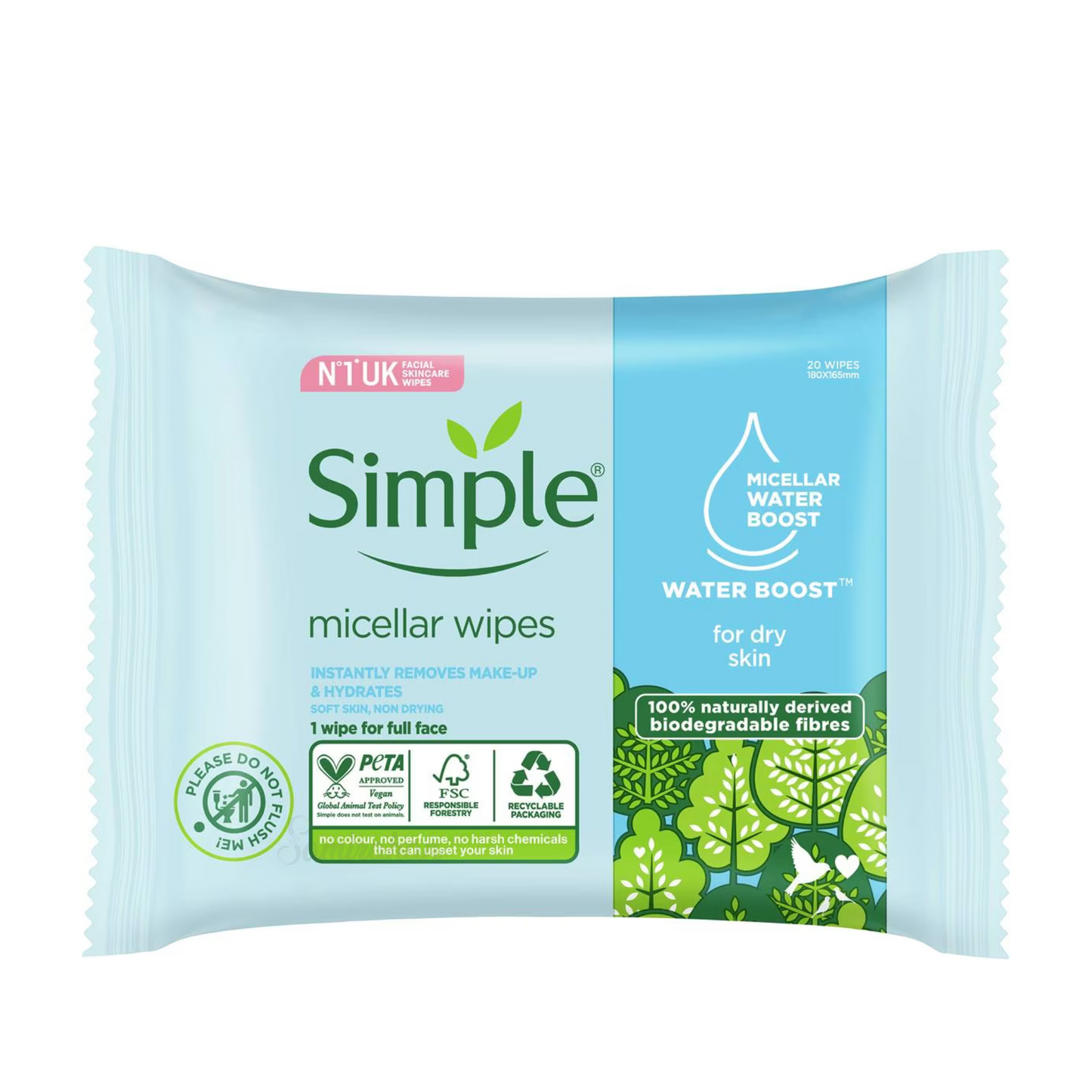 Simple Kind Skin Micellar Water Wipes cleanses grease makeup remover fresh instantly hydrated Pro-Vitamin B5 Unscented Best imported Australian low price in bd