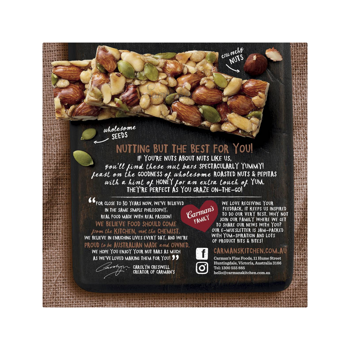 Carman's Almond Hazelnut Vanilla Nut Bars delicious crunchy peanuts creamy Halal sweet Gluten free Best authentic Australia healthy nutrition low price in Dhaka