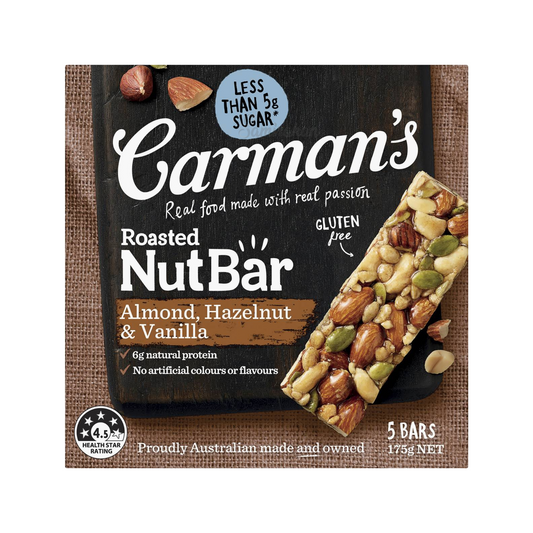 Carman's Almond Hazelnut Vanilla Nut Bars delicious crunchy peanuts creamy Halal sweet Gluten free Best authentic Australia healthy nutrition low price in Dhaka