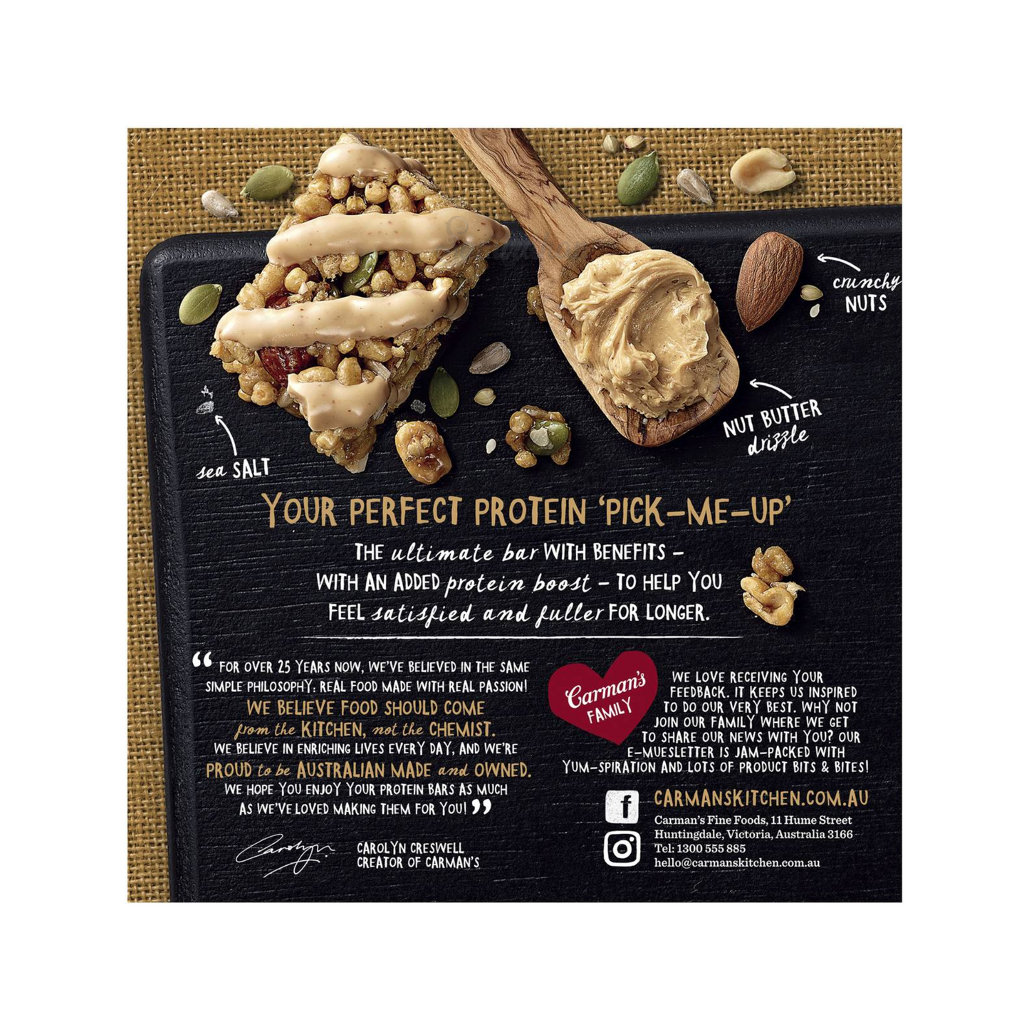 Carman's Gourmet Protein Bars Salted Caramel Nut Butter peanuts creamy Halal sweet Gluten free Best authentic Australia healthy nutrition low price in Dhaka