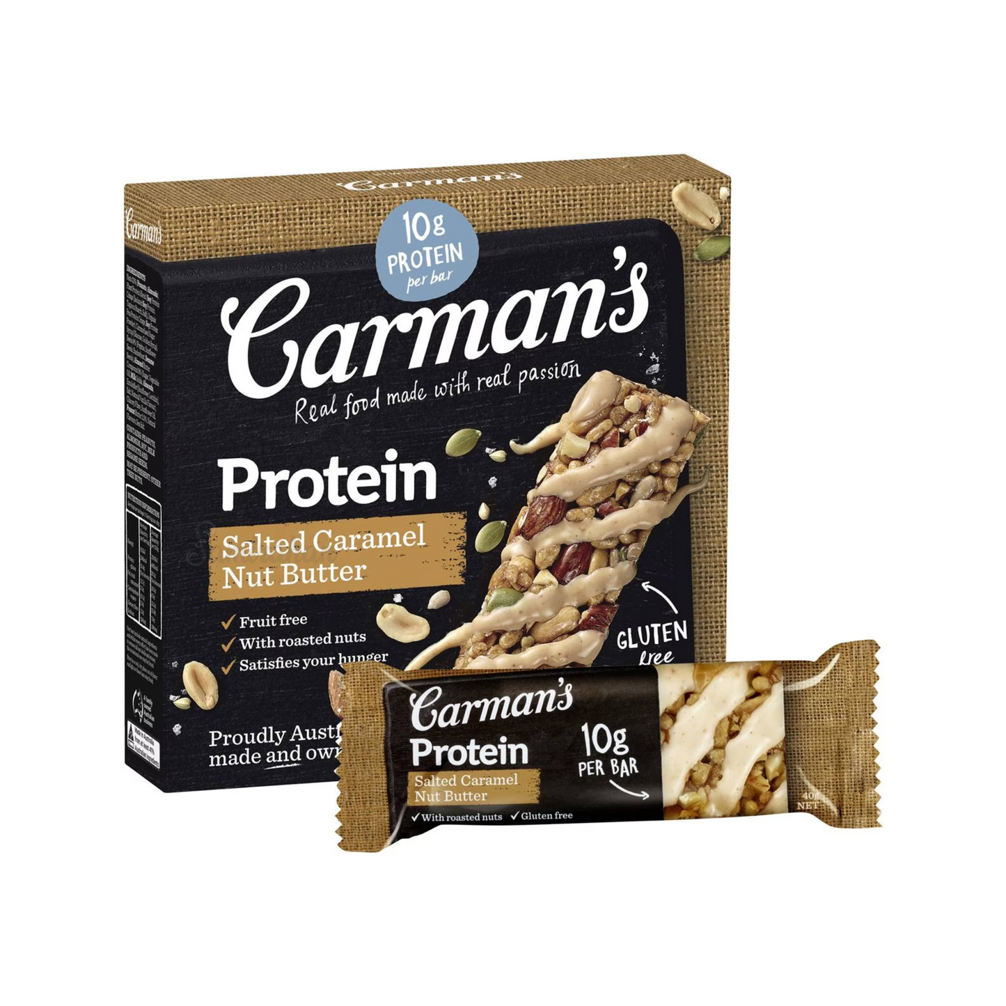 Carman's Gourmet Protein Bars Salted Caramel Nut Butter peanuts creamy Halal sweet Gluten free Best authentic Australia healthy nutrition low price in Dhaka