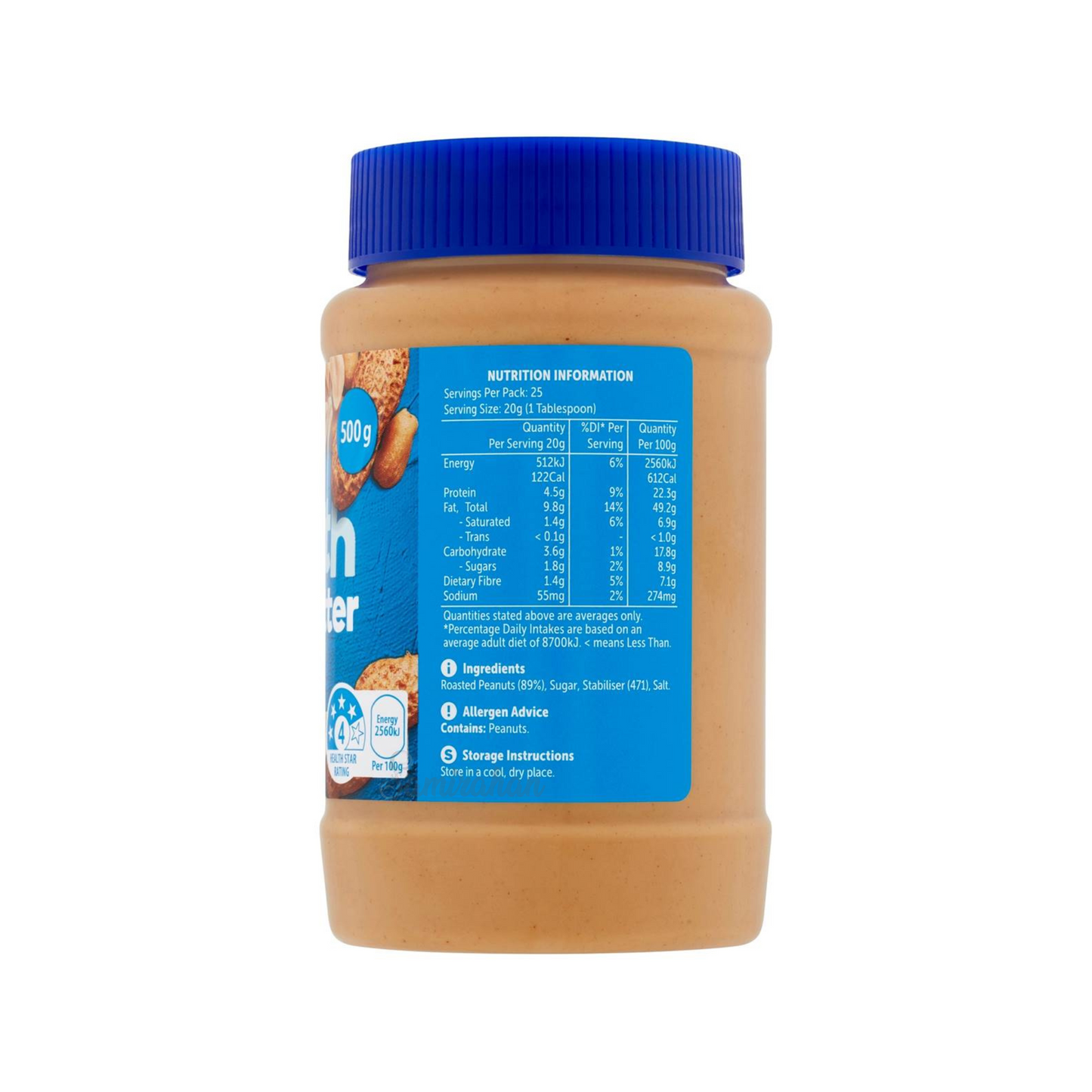 Woolies Smooth Peanut Butter Spread (Australia) 500g