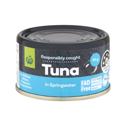 Woolies Tuna in Springwater Omega Health flavor preservative Best authentic import Australia Thai halal salty seafood hot cook fish mach safe low price in Dhaka