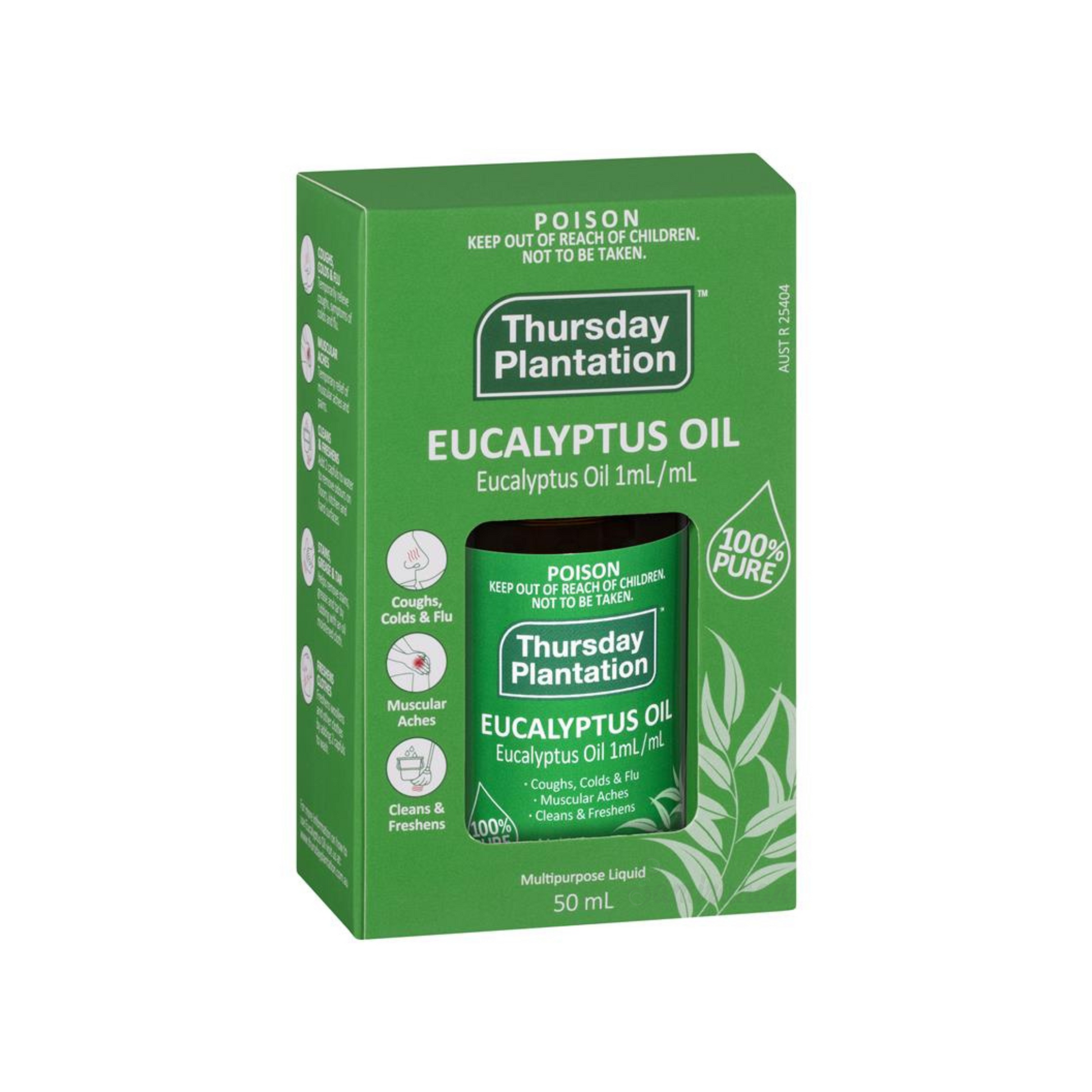 Thursday Plantation 100% Pure Eucalyptus Oil is a pharmaceutical grade essential oil. Suitable for coughs, colds & flu. Helps relax muscular tensions and stiffness. Multipurpose cleaning liquid. Best authentic genuine real imported foreign premium  herbal essential oils Australia Aussie cheap price in Dhaka Bangladesh.