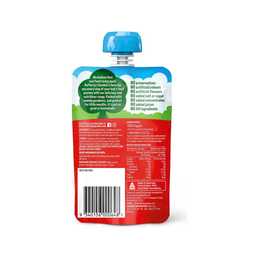 Rafferty's Garden Apple Puree Baby Food Pouch 4+ Months fruits vegetable Best import Australia authentic premium kids snack healthy discount cheap price in BD