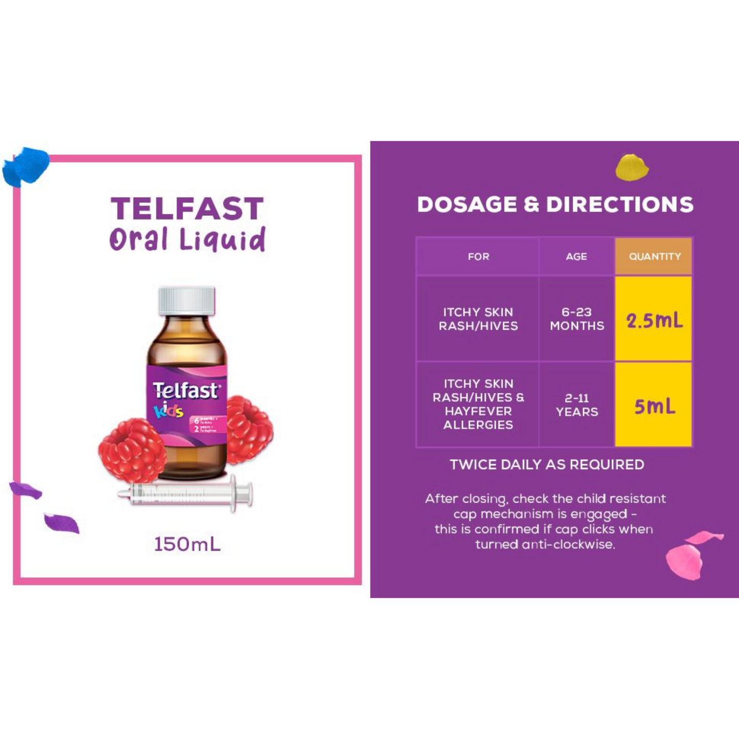 Telfast Hayfever Allergy Relief Kids Antihistamine Oral Liquid is a fast, non drowsy 12 hour relief of the symptoms of hayfever & year round allergies. Best imported foreign Australian Aussie genuine authentic premium quality real healthy baby care health medicine rash price in Dhaka Chittagong Sylhet Bangladesh.