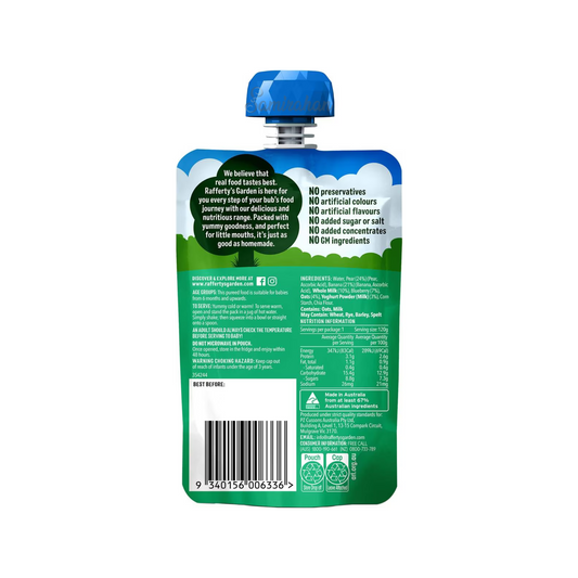 Rafferty's Garden Blueberry Banana Pear Yoghurt Brekkie Baby Food Pouch fruits vegetable import Australia authentic premium kids snack discount low price in BD