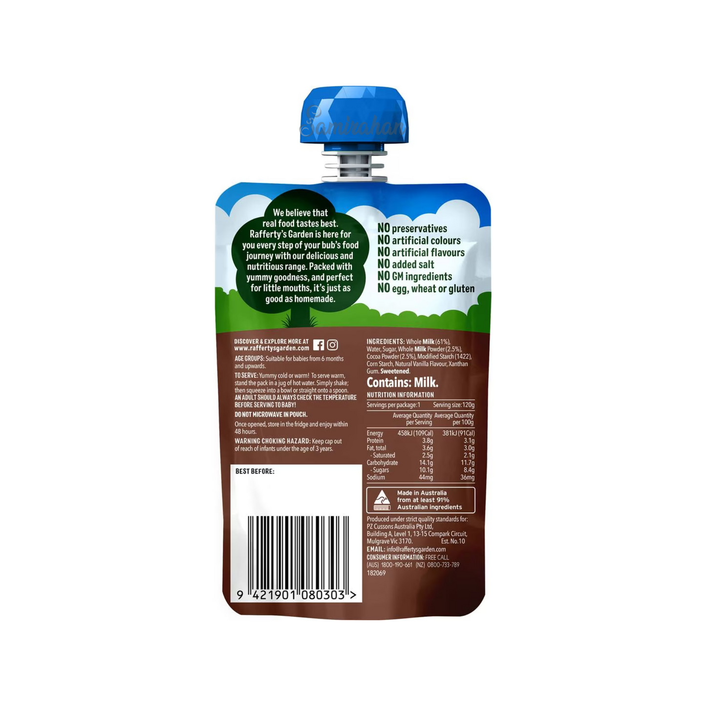 Rafferty's Garden Chocolate Custard Baby Food Pouch Months fruit vegetable Best import Australia authentic premium kids snack healthy discount cheap price in BD