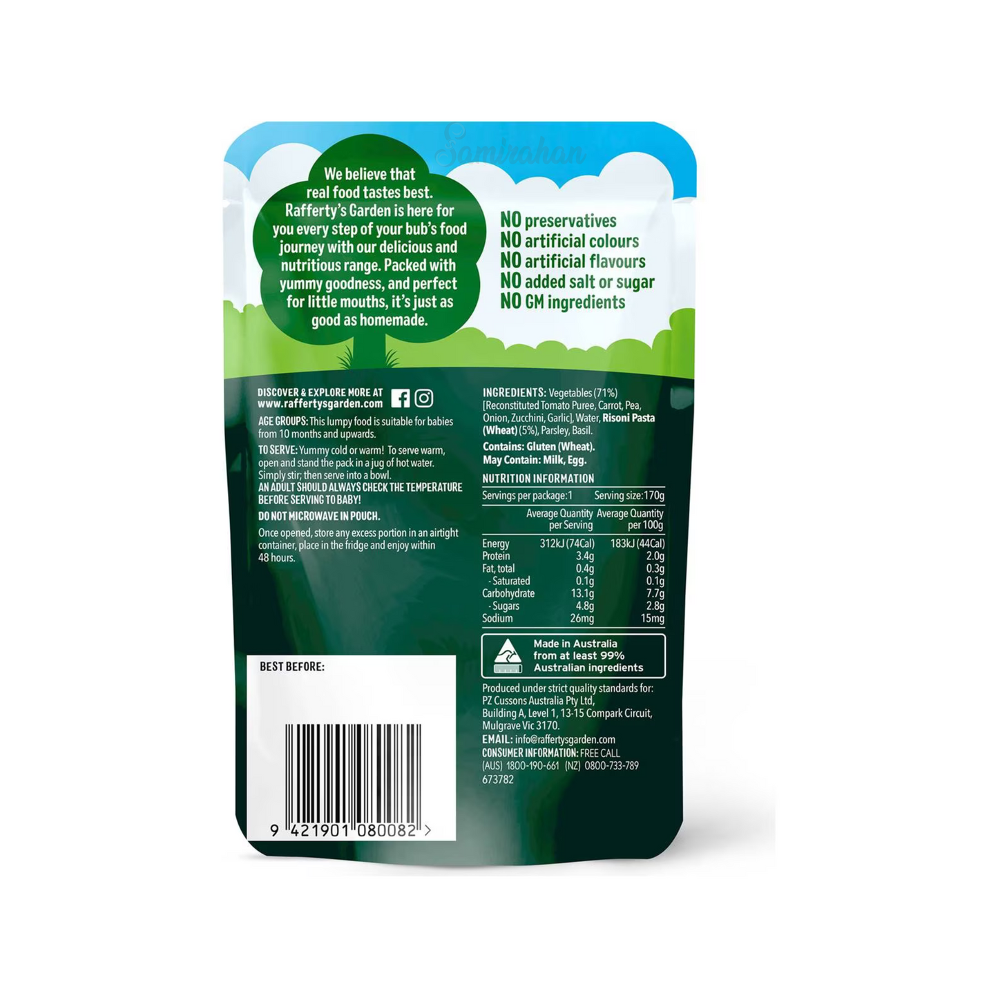 Rafferty's Garden Risoni Pasta Garden Vegetables Baby Food Pouch fruit vegetable import Australia authentic premium kid snack healthy discount cheap price in BD