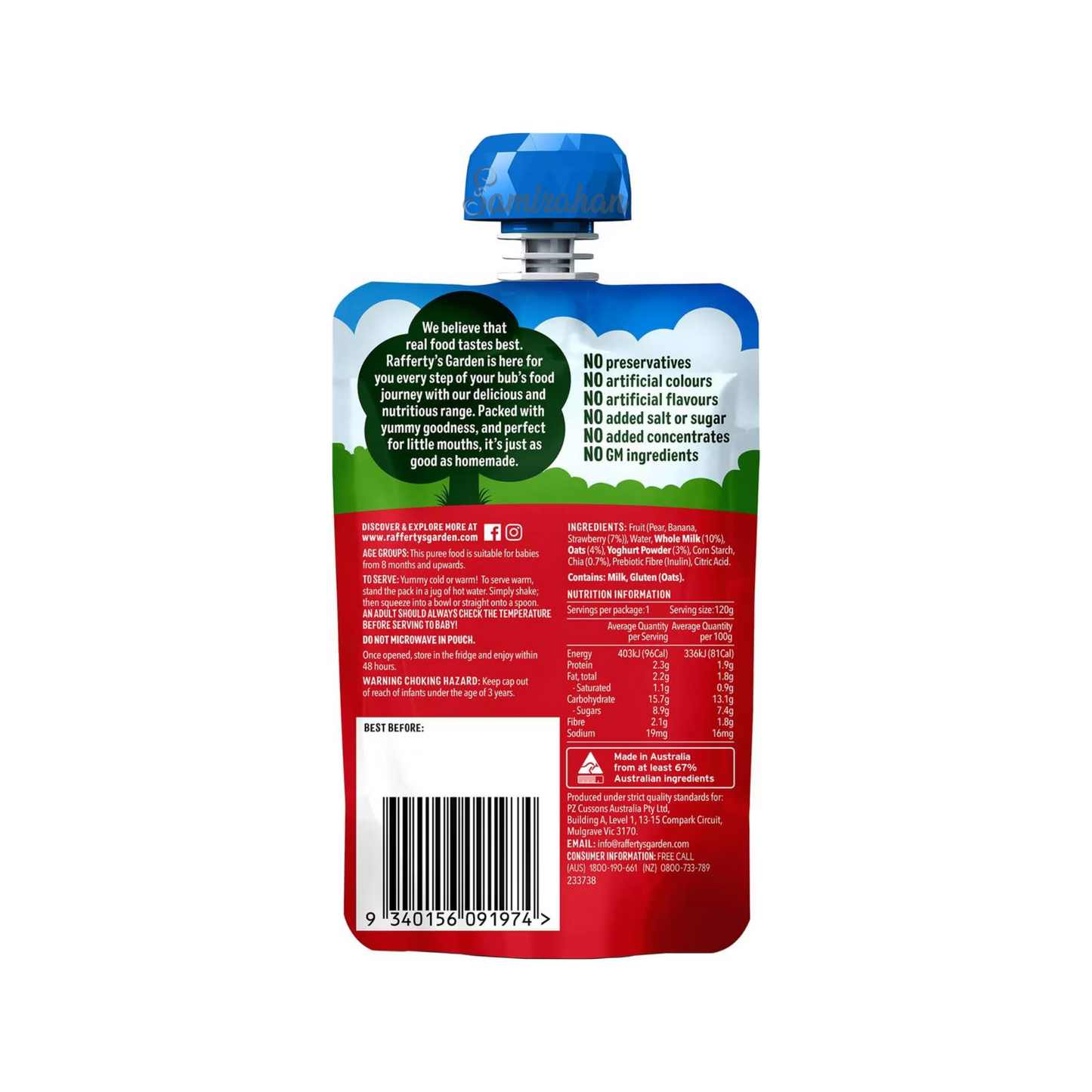 Rafferty's Garden Strawberry Chia Yoghurt Brekkie Baby Food Pouch fruit vegetable Best import Australia authentic premium snack healthy discount low price in BD