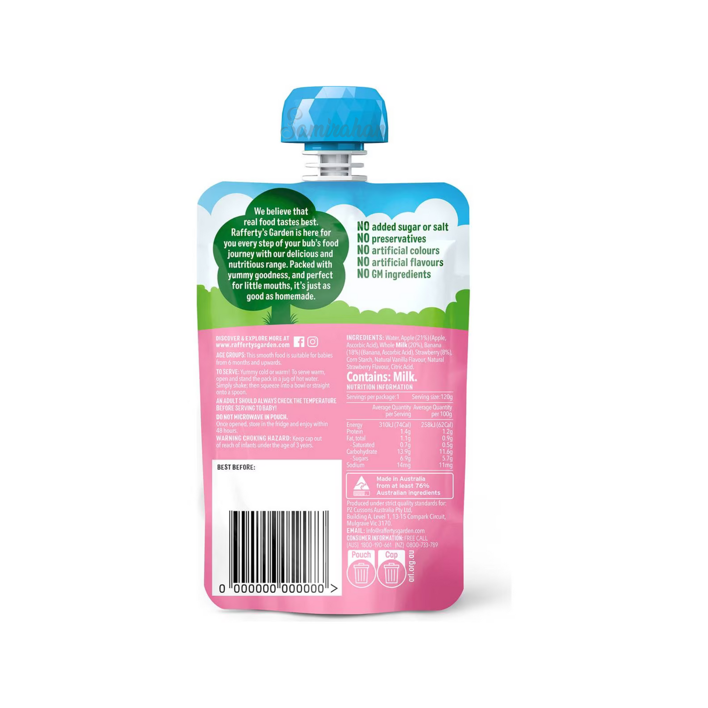 Rafferty's Garden Strawberry Vanilla Custard Baby Food Pouch fruit vegetable Best import Australia authentic premium kid snack healthy discount low price in BD