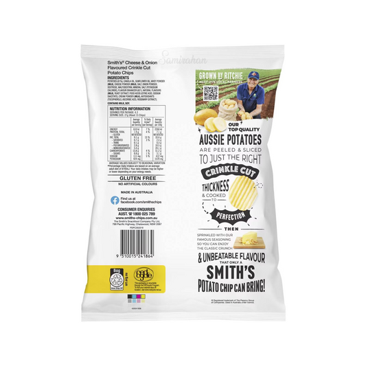 Smith's Crinkle Cut Potato Chips Cheese Onion sweet salty natural tasty halal Australia snack family Best import authentic food healthy premium low price in bd