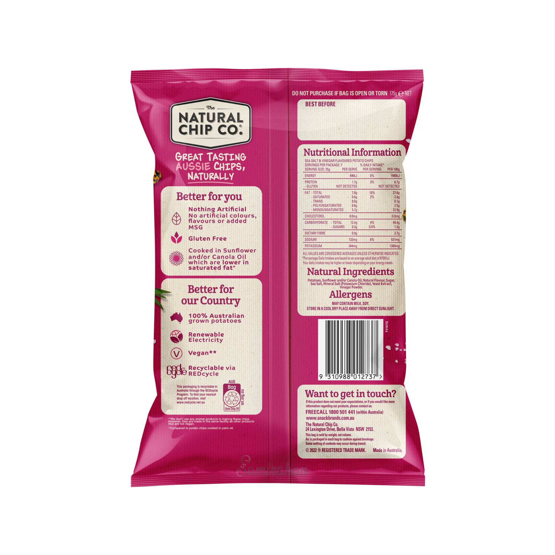 The Natural Chip Co. Potato Chips Sea Salt & Vinegar natural tasty sweet halal Australia snack family Best import authentic food healthy premium low price in bd