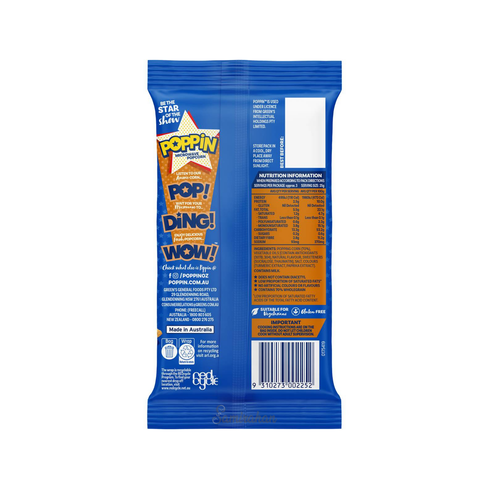Poppin Microwave Popcorn Cinnamon Donut Flavour sweet salty natural Australia Grain snack family Best import authentic food healthy premium low price in bd