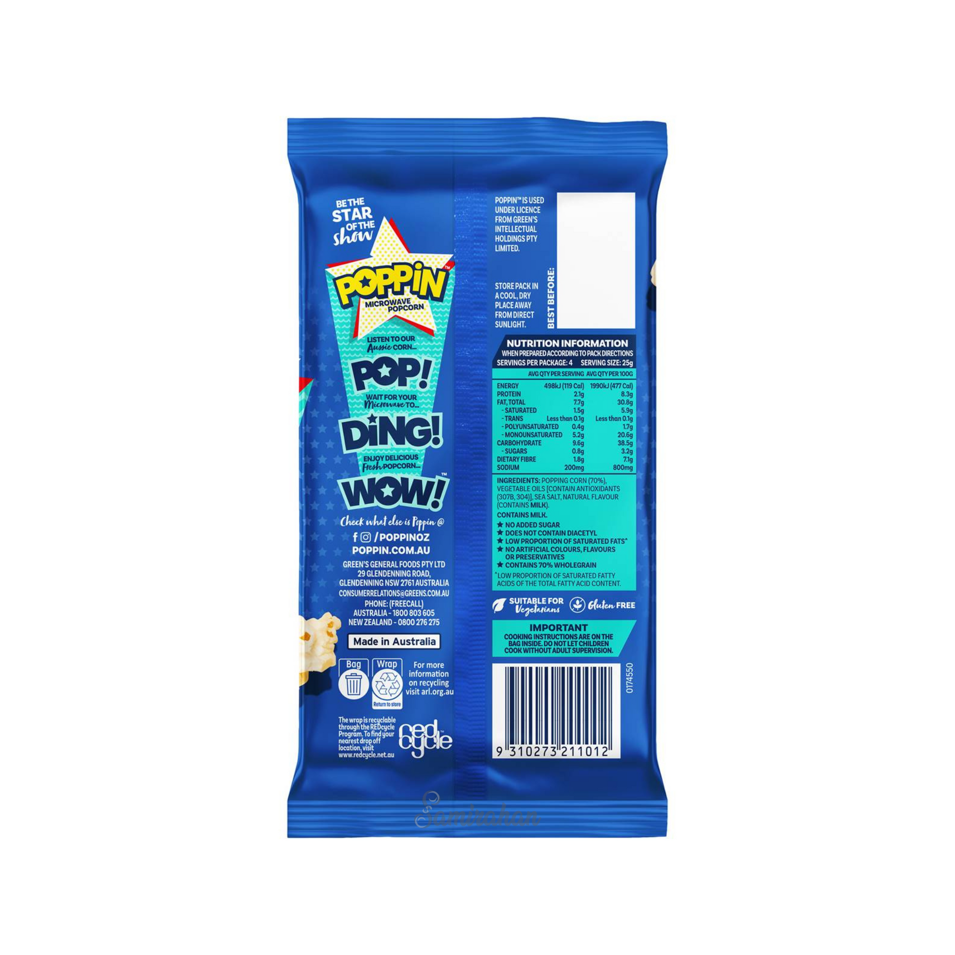 Poppin Microwave Popcorn Sea Salt Flavour kernels Australian Grain tasty snack family Best import genuine authentic organic food healthy premium low price in bd