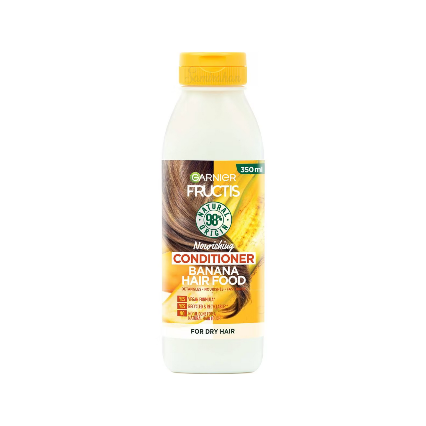 Garnier Fructis Hair Food Banana Conditioner, enriched with banana extract & moisturising nutrients, is the luscious healthy treat dry hair is craving. Vegan suitable. Best foreign genuine authentic Australian haircare imported real premium original shampoo hair-fall fall safe healthy cheap price in Dhaka Bangladesh.