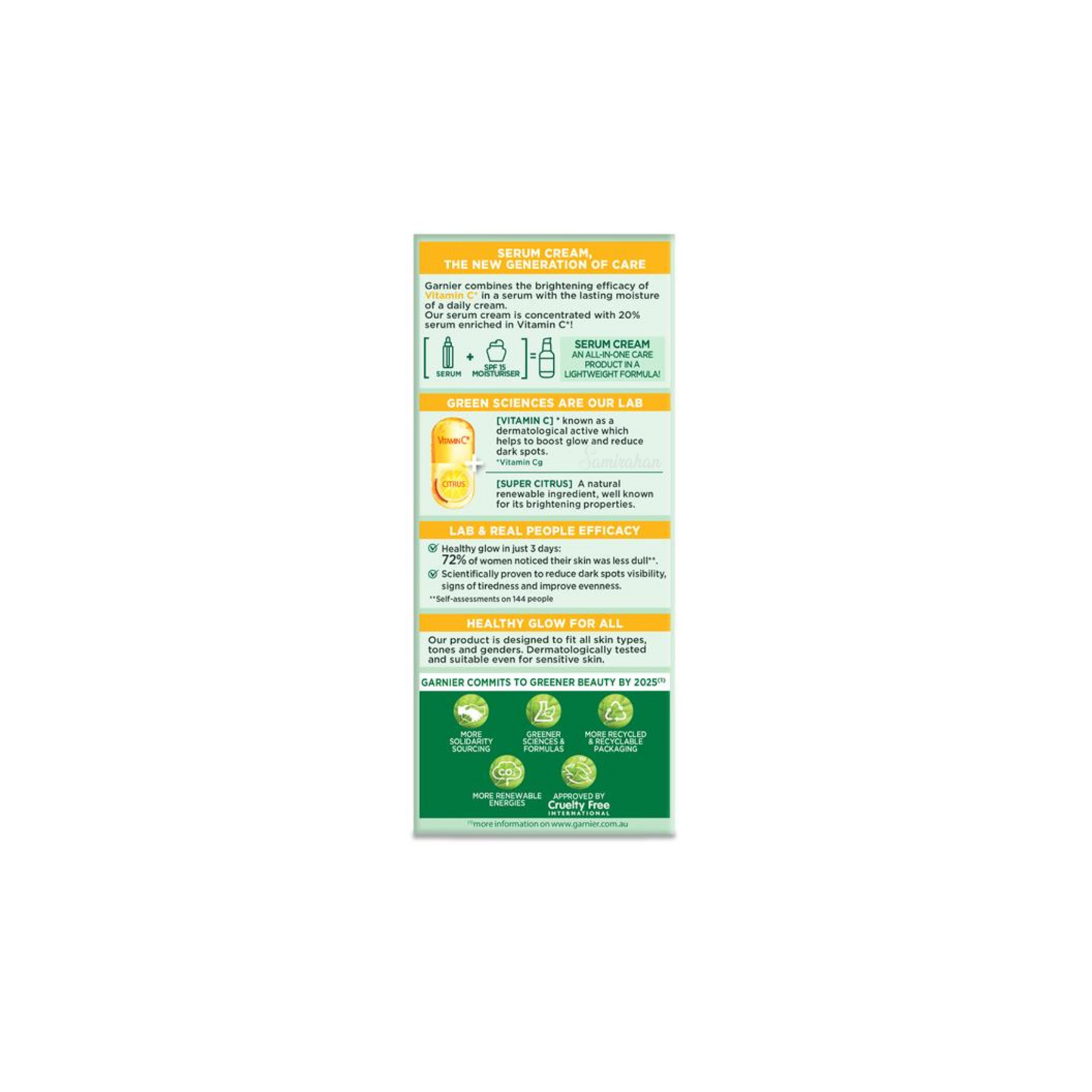 Garnier 2 in 1 Brightening Cream brightening Vitamin C serum moisture SPF 15 Best import Australian genuine authentic skincare beauty face clean low price in bd