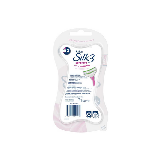 Schick Silk 3 Sensitive Women's Disposable Razor twin blade comfort safe soft shave Best import Australia genuine authentic premium germ organic low price in BD