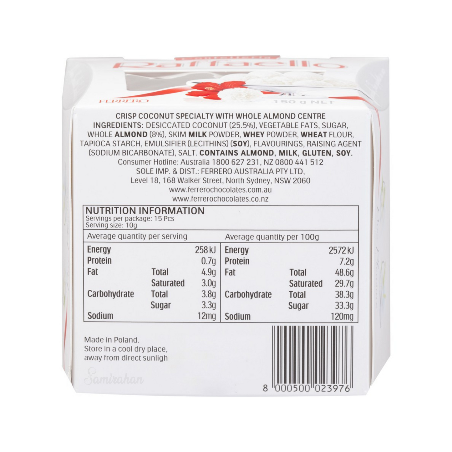 Raffaello Coconut And Almond is a precious heart of white almond enveloped in a delicious creamy filling, all enclosed in a crispy wafer shell scattered with fragrant coconut flakes. Best imported foreign Australian Aussie genuine authentic premium sweets gift idea candy real snack cheap price in Dhaka Bangladesh.