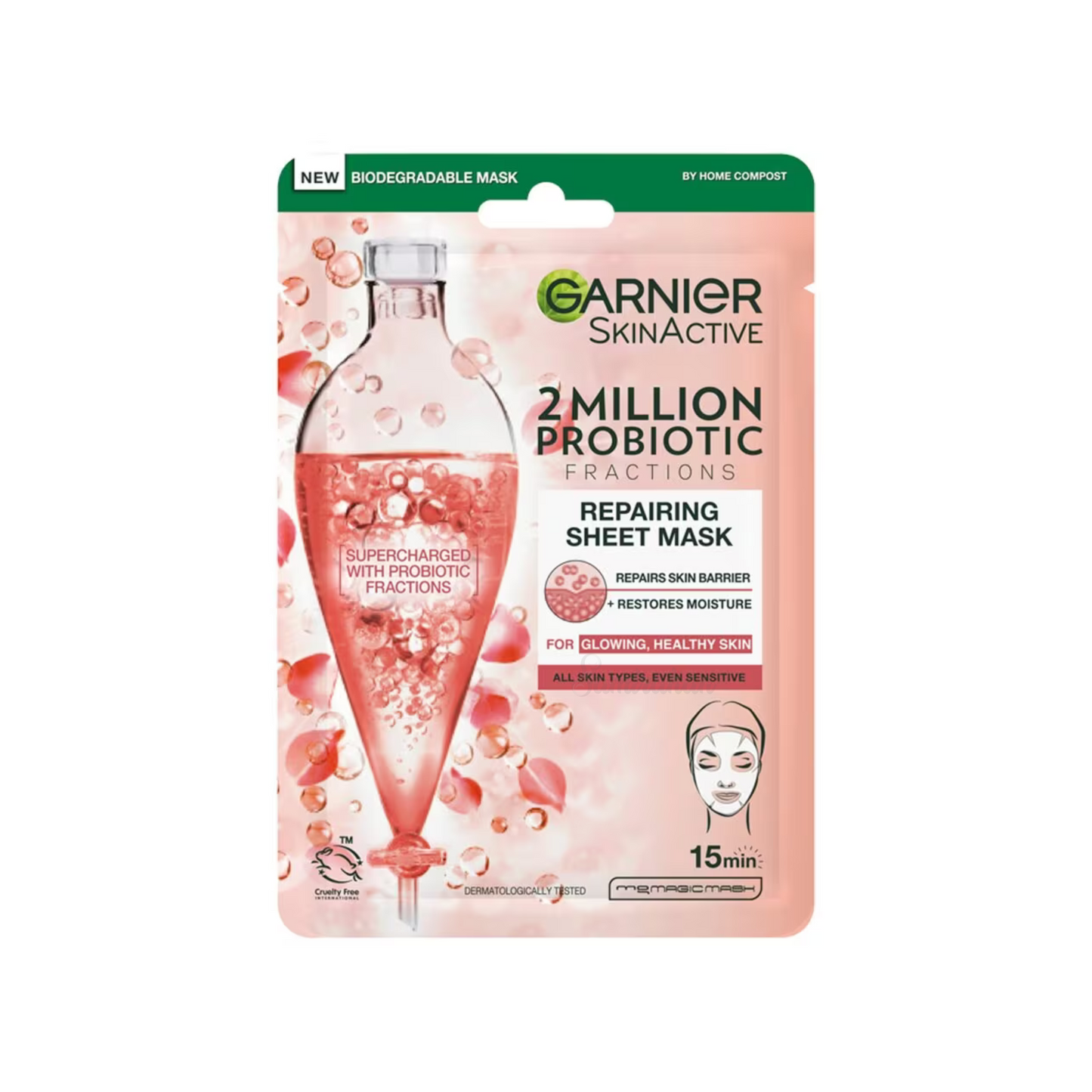 Garnier 2 Million Probiotic Fractions Repairing Face Sheet Mask Repairs moisture deeply clean Best imported UK French genuine beauty cosmetic low price in BD