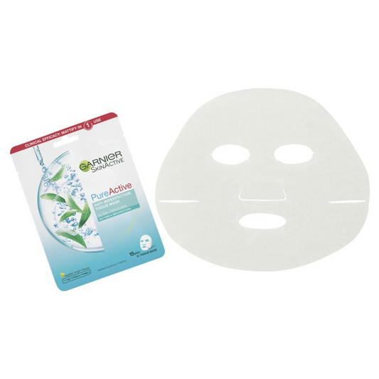 Garnier Pure Active Anti Imperfection Tissue Face Sheet Mask Tea Tree deeply clean Clay Best imported UK French genuine beauty cosmetic skincare low price in BD