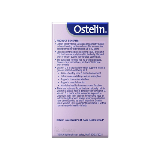 Ostelin Vitamin D Infant Drops D3 for Kids Bone Health Immune Support calcium teeth child Best import authentic sugar Australia food baby cheap price in BD