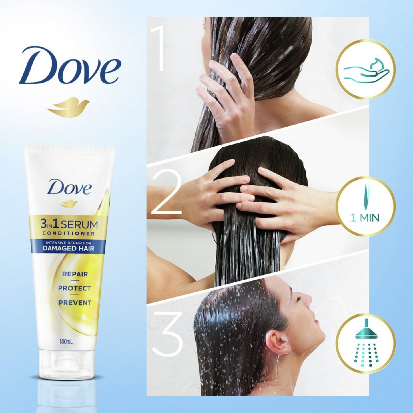 Dove 3 in 1 Serum Conditioner Intensive Repair recovered resilient hair Best imported Australian protect organic shine skincare beauty healthy low price in bd