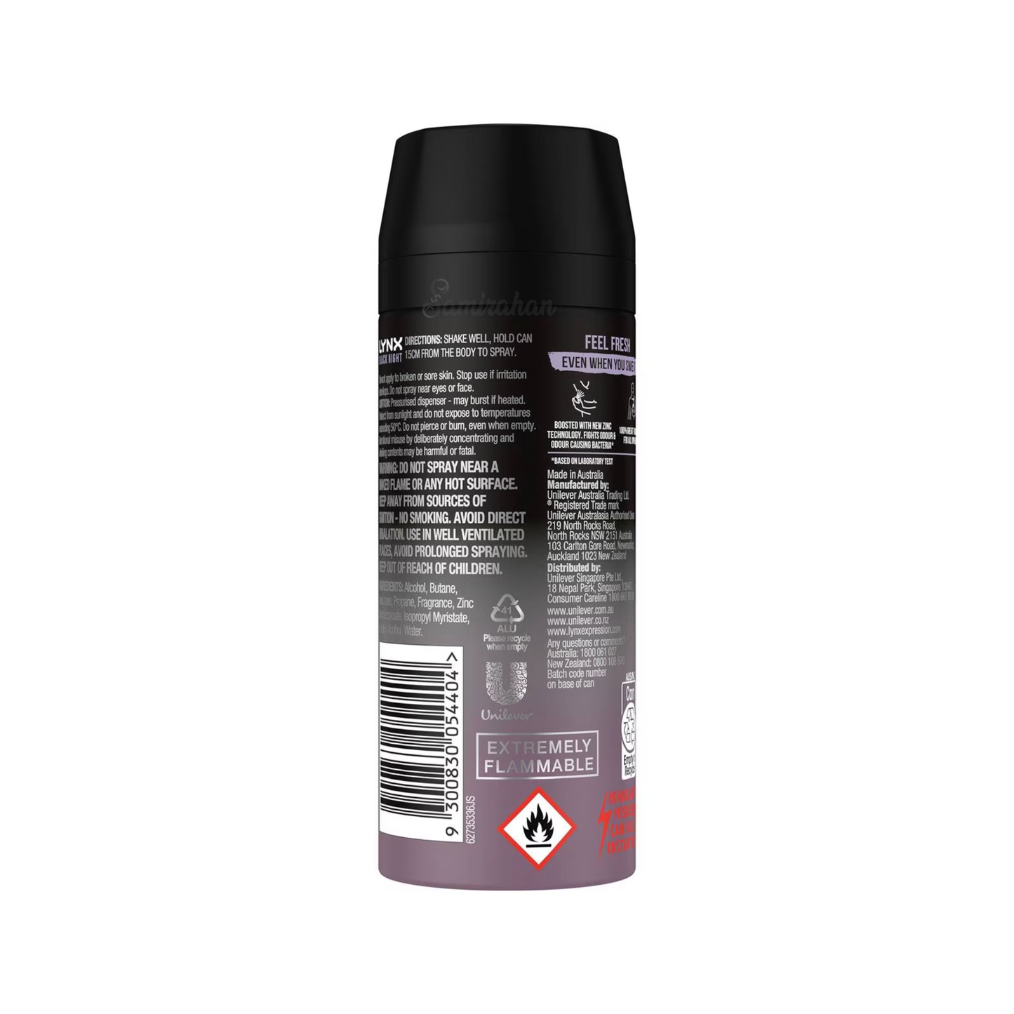Lynx Deodorant Body Spray For Men Black Night sweat odor dry daily 48 hours white marks moisture clean soft Best safe authentic import Australia low price in bd