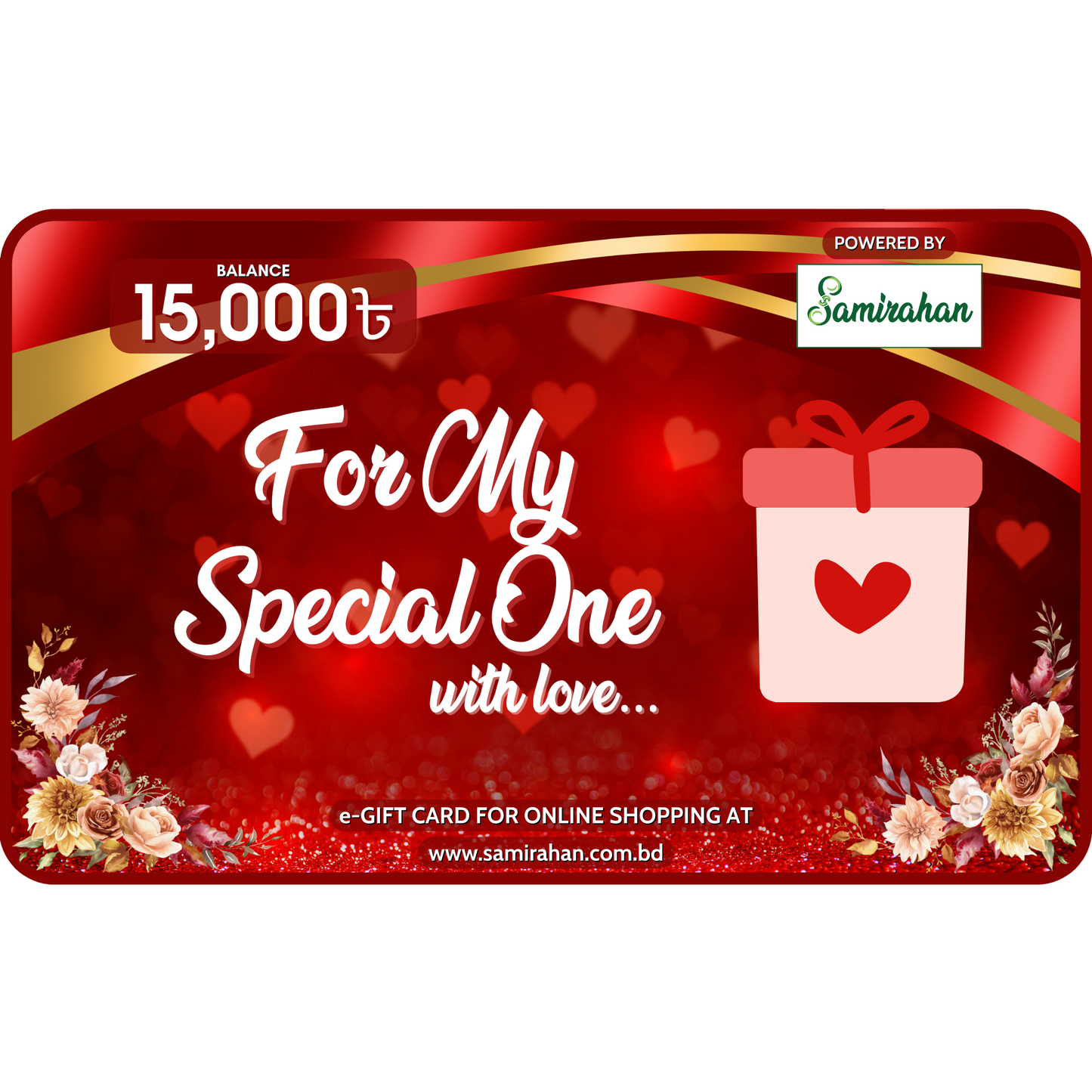 Samirahan e-Gift Card 15000 TK online shopping. Best gift reasonable price present luxury premium shop wedding couple bride groom birthday girl boy idea ideas authentic brand imported foreign genuine original products valentine's day valentines anniversary farewell congratulations in Dhaka Chittagong Sylhet Bangladesh.