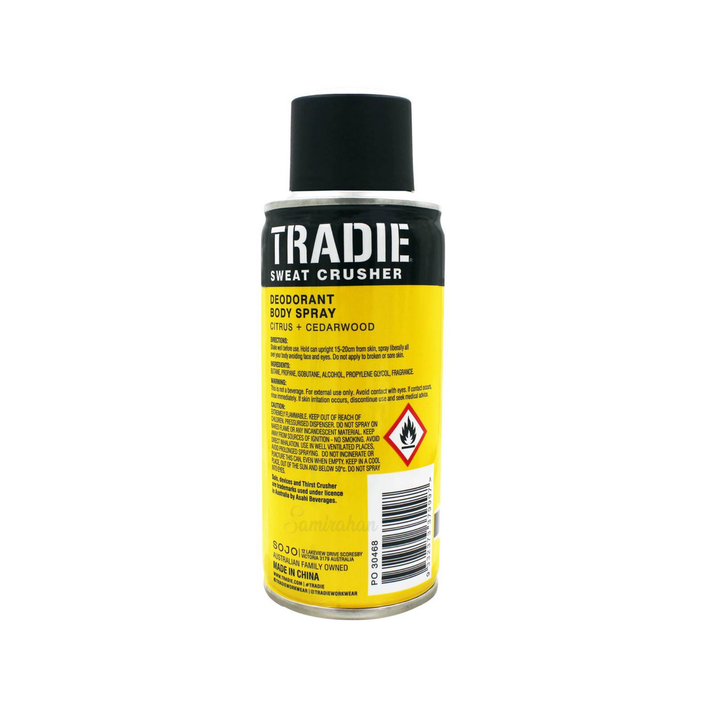 Tradie Solo Sweat Crusher For Men Deodorant Body Spray sweat odor dry daily 48 hours white marks clean soft Best safe authentic import Australia low price in bd