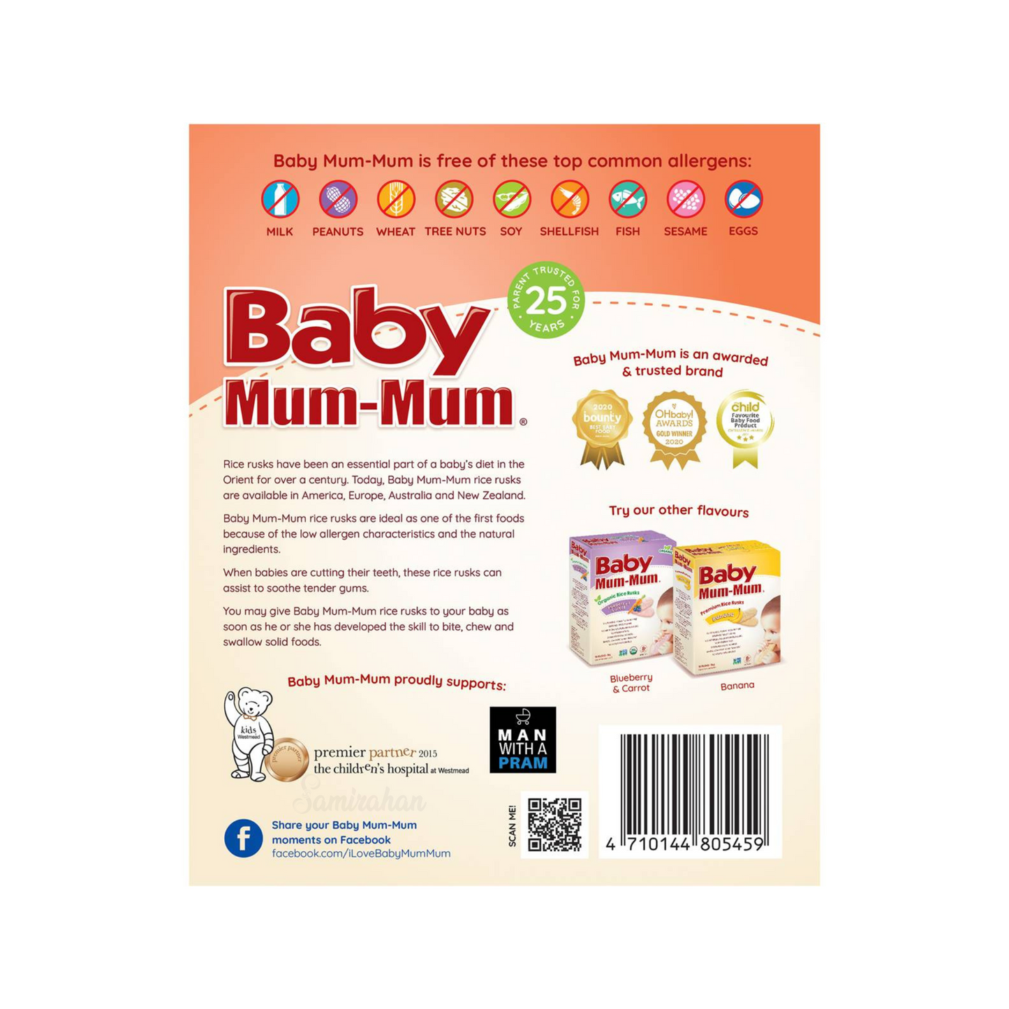 Baby Mum Mum Organic Rice Rusk Sweet Potato & Carrot 8+ Months are made from premium Australian grain fruits vegetables. No artificial colour flavor halal best imported foreign Australian genuine authentic quality real child food shishu snack nutrition healthy cheapest price in Dhaka Chittagong Sylhet Khulna Bangladesh