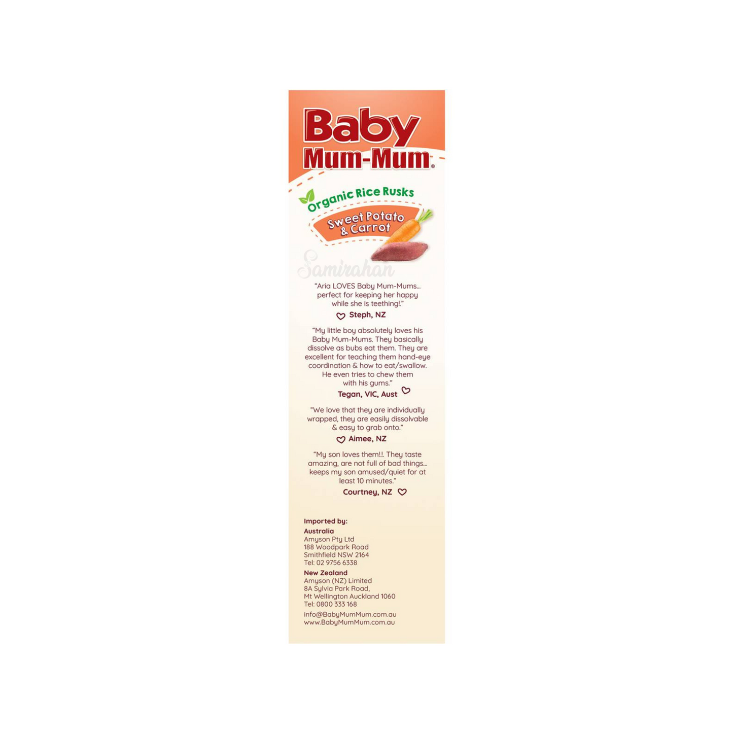 Baby Mum Mum Organic Rice Rusk Sweet Potato & Carrot 8+ Months are made from premium Australian grain fruits vegetables. No artificial colour flavor halal best imported foreign Australian genuine authentic quality real child food shishu snack nutrition healthy cheapest price in Dhaka Chittagong Sylhet Khulna Bangladesh