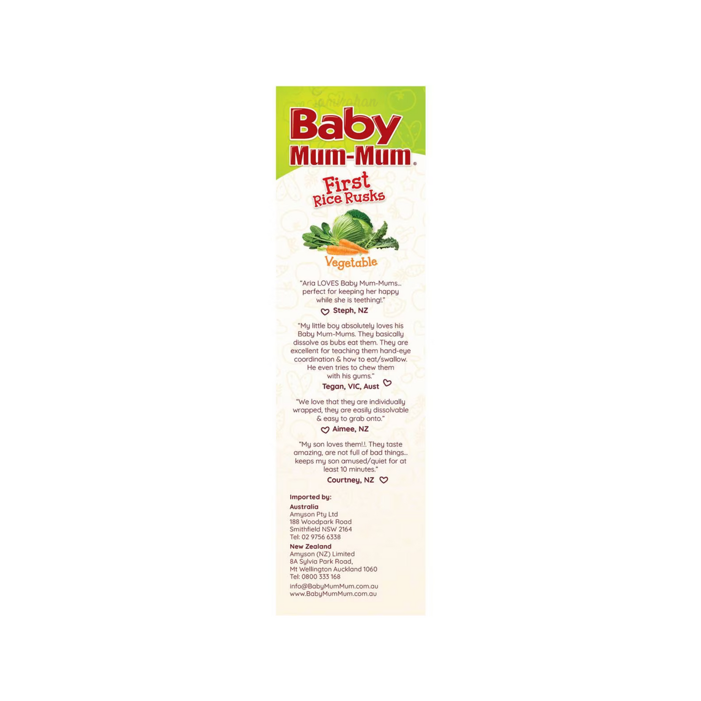 Baby Mum Mum First Rice Rusk With Vegetable 6+ Months are made from premium grain, fruits & vegetables. No artificial colour flavor halal best imported foreign Australian genuine authentic organic quality real child food shishu snack nutrition healthy cheapest price in Dhaka Chittagong Sylhet Khulna Rajshahi Bangladesh
