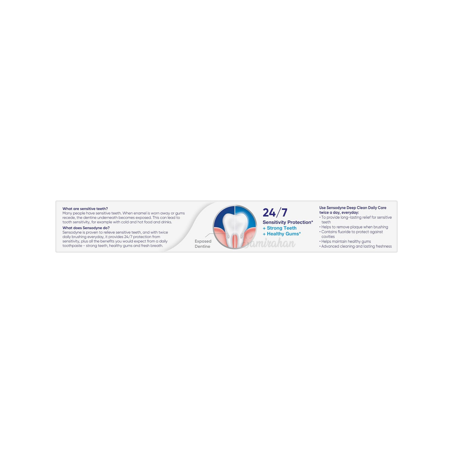Sensodyne Deep Clean toothpaste is specially formulated to relieve sensitivity. Best genuine authentic real imported foreign Australian American premium luxury safe quality healthy tooth dental white beautiful nice health brushing smile bad breath fluoride cheap price in Dhaka Chittagong Sylhet Barisal Bangladesh.