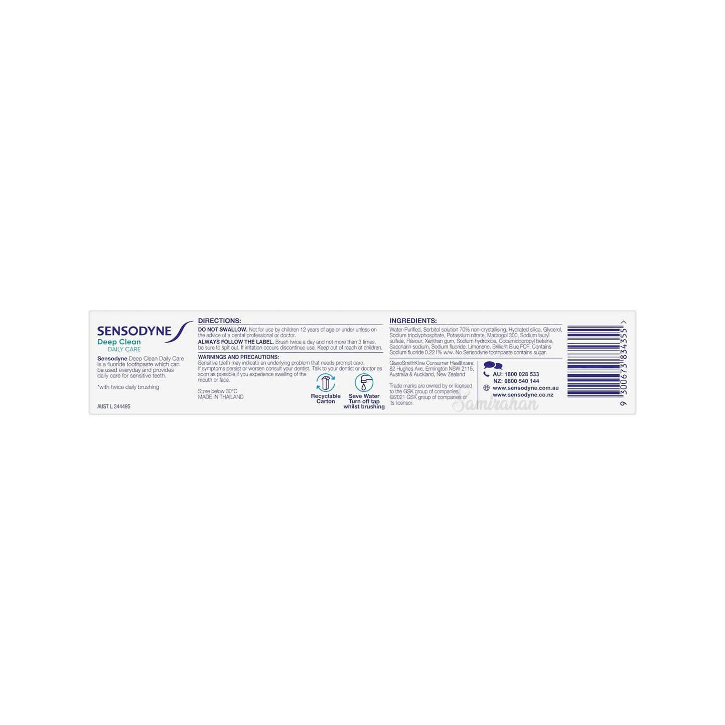 Sensodyne Deep Clean toothpaste is specially formulated to relieve sensitivity. Best genuine authentic real imported foreign Australian American premium luxury safe quality healthy tooth dental white beautiful nice health brushing smile bad breath fluoride cheap price in Dhaka Chittagong Sylhet Barisal Bangladesh.