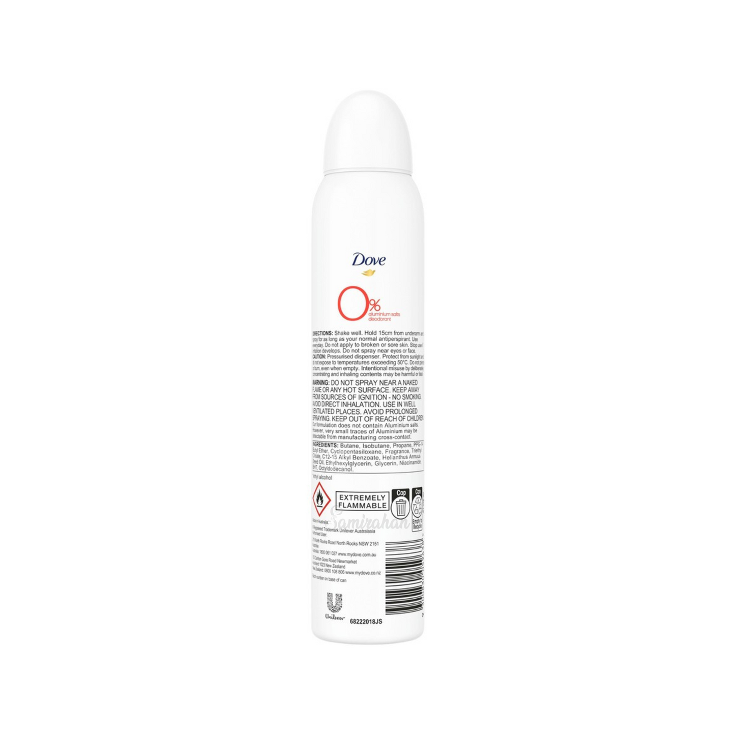 Dove Deodorant Aerosol Peach & Lemon Verbena Zero Aluminium sweat odor dry daily 48 hours white marks Best safe authentic import Australia low price in bd