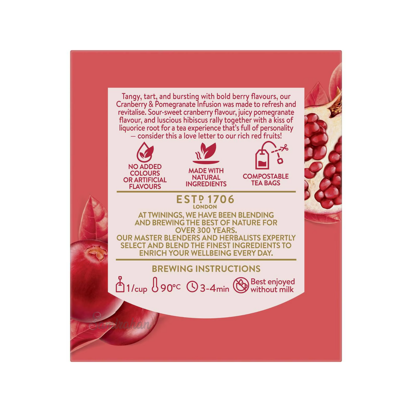 Twinings Cranberry & Pomegranate Tea natural caffeine free focus calm blend organic Root Best authentic import Australia UK instant strong cheap price in bd