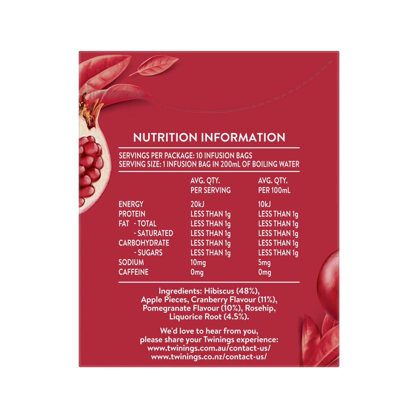 Twinings Cranberry & Pomegranate Tea natural caffeine free focus calm blend organic Root Best authentic import Australia UK instant strong cheap price in bd