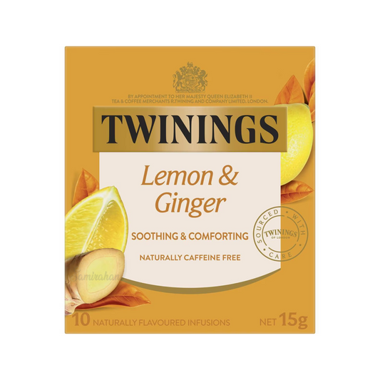 Twinings Lemon & Ginger Tea Bags natural herbal caffeine free focus calm blend organic Root Best authentic import Australia UK instant strong cheap price in bd