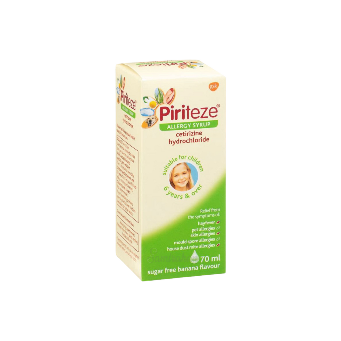 Piriteze Kids Allergy Relief Syrup for hayfever, pet, skin, mould spore & house dust mite allergies. Best imported foreign UK United Kingdom English England genuine authentic real baby care health premium quality cure medicine antihistamine treatment cheap price in Dhaka Chittagong Sylhet Barisal Manikganj Bangladesh