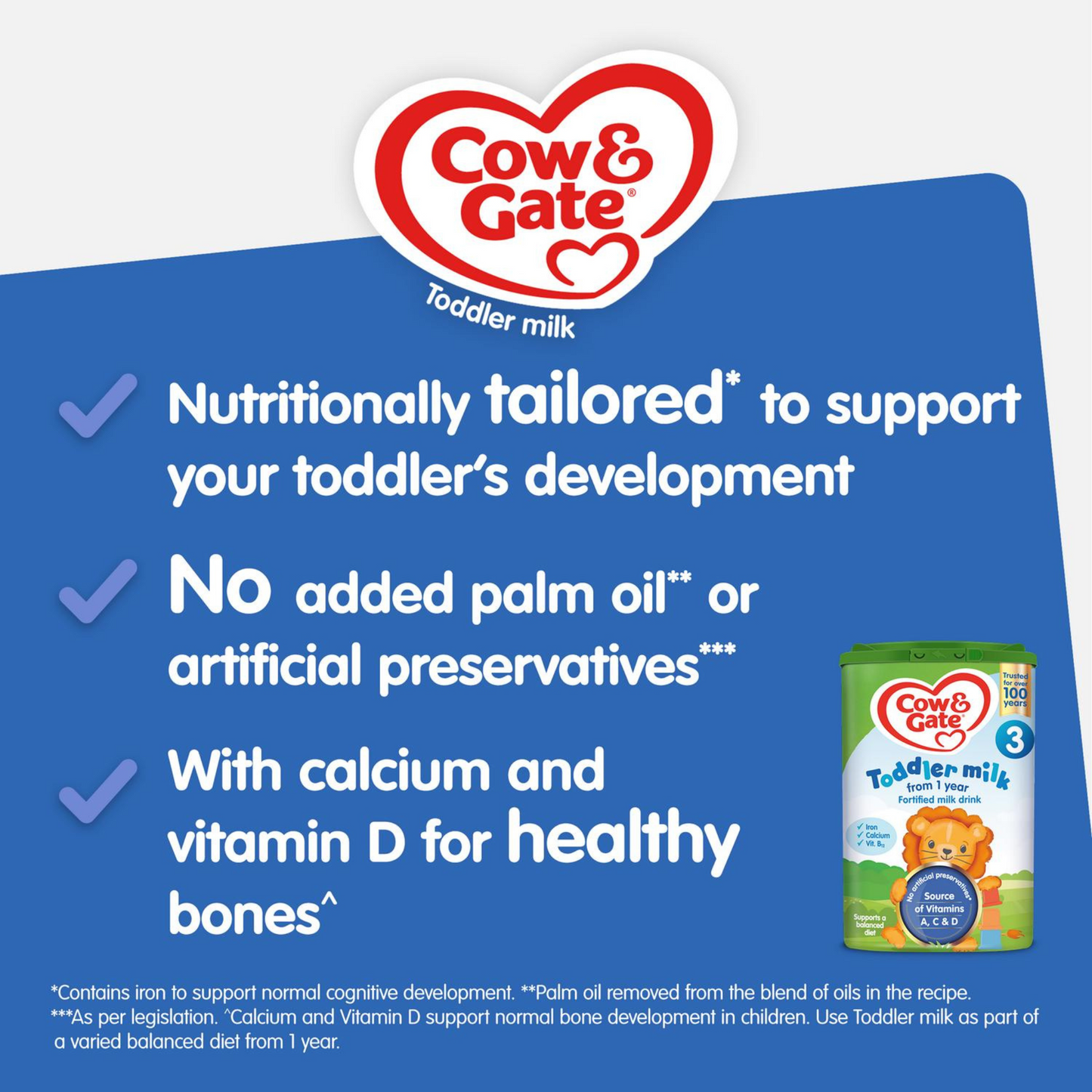 Cow & Gate Stage 3 Baby Toddler Formula is a premium milk powder, suitable for babies from 1+ years. Halal vegetarian certified best imported foreign genuine real authentic UK British English cow quality safe food nutrition dudh healthy feeding food growth cheap price in Dhaka Sylhet Chittagong Noakhali Bangladesh