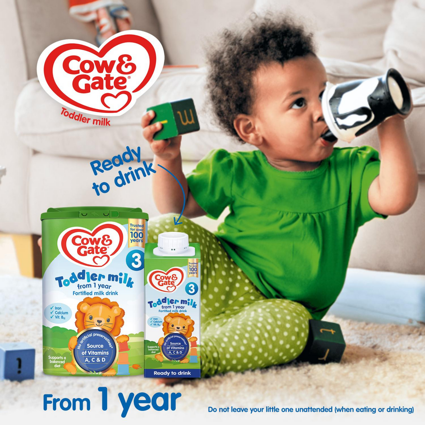 Cow & Gate Stage 3 Baby Toddler Formula is a premium milk powder, suitable for babies from 1+ years. Halal vegetarian certified best imported foreign genuine real authentic UK British English cow quality safe food nutrition dudh healthy feeding food growth cheap price in Dhaka Sylhet Chittagong Noakhali Bangladesh